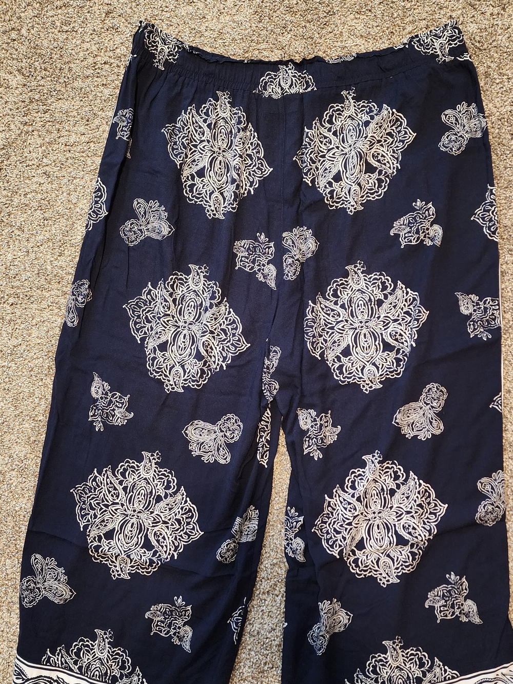 Lane Bryant Navy Blue Wide-Leg Printed Lounge Pants - Picture 5 of 6